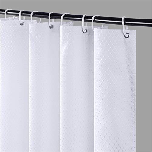 Furlinic Schmaler Duschvorhang für Eck Dusche und Kleine Badewanne Badvorhang Textil aus Polyester Stoff Schimmelresistent Wasserabweisend Waschbar Weiß 90x180 Waffeln mit 6 Duschringen. von Furlinic