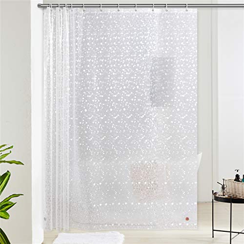 Furlinic Transparent Duschvorhang Überlänge Badvorhang Anti-schimmel für Dusche und Badewanne Eva Vorhänge Antibakteriell Wasserdicht Extra Breit 244x200cm Kieselstein mit 16 Haken und Steinen. von Furlinic