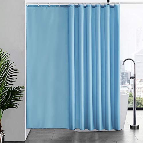 Furlinic Überlänge Duschvorhang Badvorhang Badewannenvorhang Antischimmel, Vorhänge in Bad für Dusche aus Stoff Textil Waschbar Wasserdicht, Extra Breit Shower Curtains 244x200 Hellblau mit 16 Ringe. von Furlinic