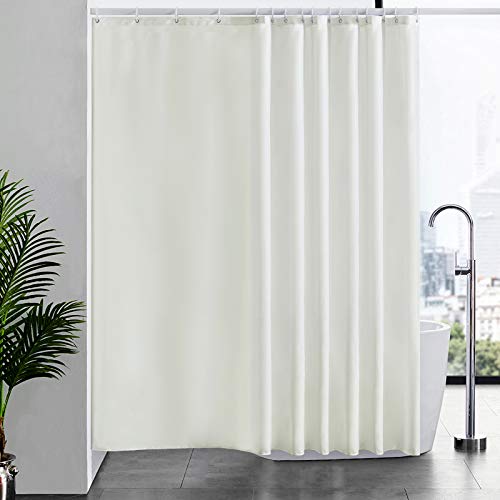 Furlinic Überlänge Duschvorhang Beige Antischimmel, Badvorhang aus Polyester Stoff Textil Wasserabweisend Waschbar, Vorhang für Badewanne und Dusche, mit 16 Ringe 244x200. von Furlinic