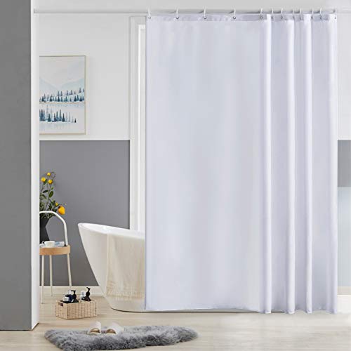 Furlinic Weiß Duschvorhang 180x180 Anti-schimmel in Badezimmer, Vorhang für Badewanne Dusche Wasserdicht, Textile Vorhänge aus Stoff Waschbar, mit 12 Duschvorhangringe. von Furlinic