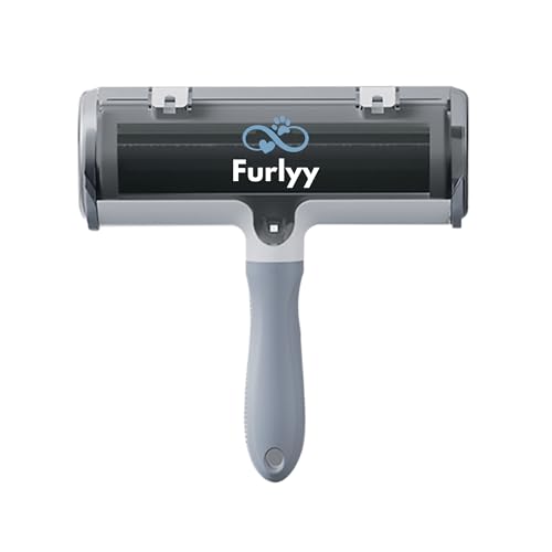 Furlyy XXL Tierhaarentferner Fusselrolle – Wiederverwendbare Fusselbürste für Hundehaare & Katzenhaare – Tierhaarentferner für Sofa, Teppich, Kratzbaum, Hundebett & Katzenbett (Grau Premium) von Furlyy
