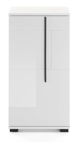 Badezimmer Kommode in weiß Hochglanz Badschrank Unterschrank 45 x 87 cm Design-D (rechts, Kommode) von Furn.Design