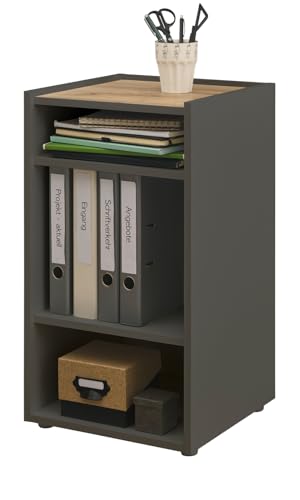 Furn.Design Aktenregal Standregal in grau matt und Eiche Wotan Holz Büroschrank für Homeoffice und Büro Kommode Ordnerregal 40 x 70 cm Center (Regal) von Furn.Design