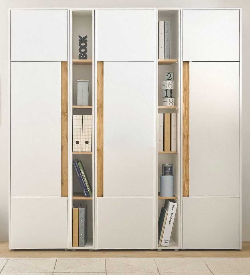 Furn.Design Aktenschrank Center (Büroschrank in weiß mit Wotan Eiche, 190 x 200 cm) 25 Fächer von Furn.Design