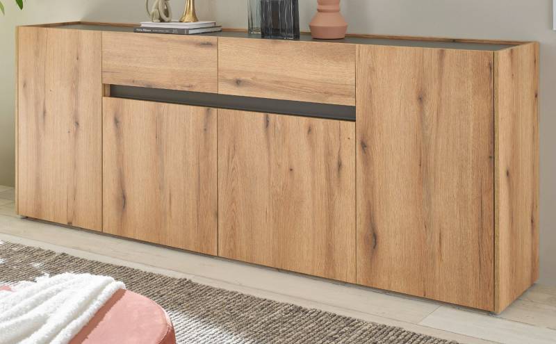 Furn.Design Anrichte Center (Sideboard in Evoke Eiche mit grau, 4-türig, Breite 220 cm), mit viel Stauraum von Furn.Design