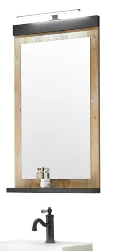 Furn.Design Badezimmer Spiegel in Used Wood hell und anthrazit Badspiegel mit Ablage 56 x 95 cm, Stove von Furn.Design