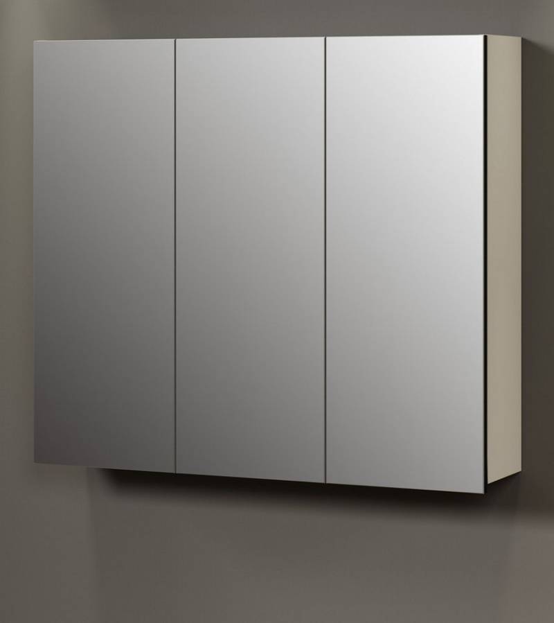 Furn.Design Badezimmerspiegelschrank Calmed (Badschrank in Cashmere grau, 3-türig, Breite 90 cm) 9 Fächer von Furn.Design