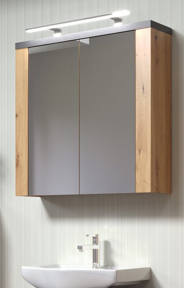 Furn.Design Badezimmerspiegelschrank Chase (Badschrank in Artisan Eiche mit grau, 2-türig) Breite 79 cm von Furn.Design