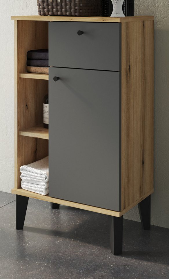Furn.Design Badkommode Torsby (Badschrank in Evoke Eiche mit grau, 51 x 90 cm), mit 5 Fächern von Furn.Design