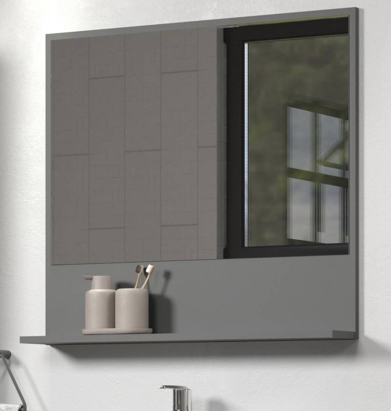 Furn.Design Badspiegel Bliss (Wandspiegel in grau, 80 x 74 cm), mit Ablage von Furn.Design
