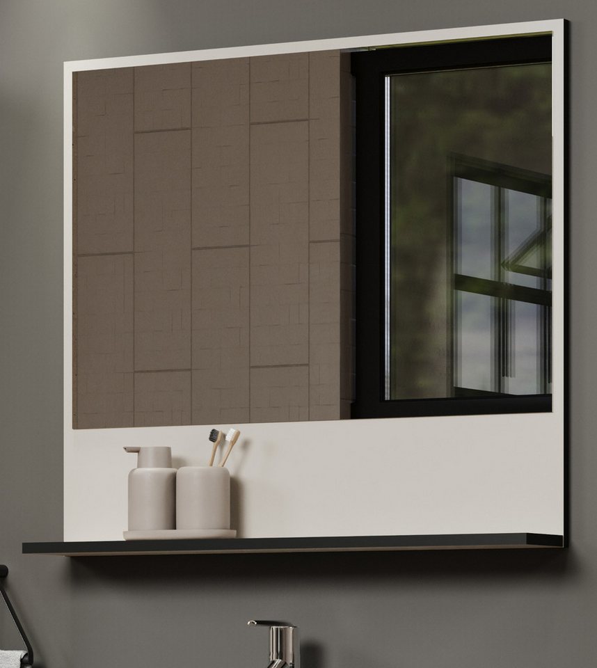 Furn.Design Badspiegel Calmed (Wandspiegel in Cashmere grau, 80 x 74 cm), mit Ablage von Furn.Design