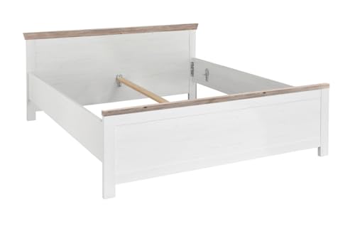 Furn.Design Bett 180 x 200 cm in weiß Pinie und Oslo Pinie Doppelbett Schlafzimmerbett im Landhaus-Stil Ehebett Rovola (Bett 180cm) von Furn.Design