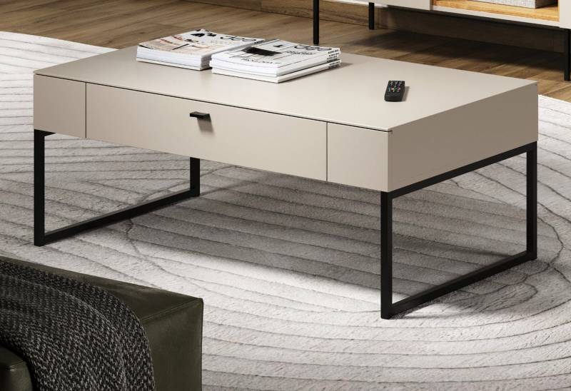 Furn.Design Couchtisch Alegro (Wohnzimmertisch in Cashmere / Sand, 110 x 68 cm), mit Soft-Close-Funktion von Furn.Design