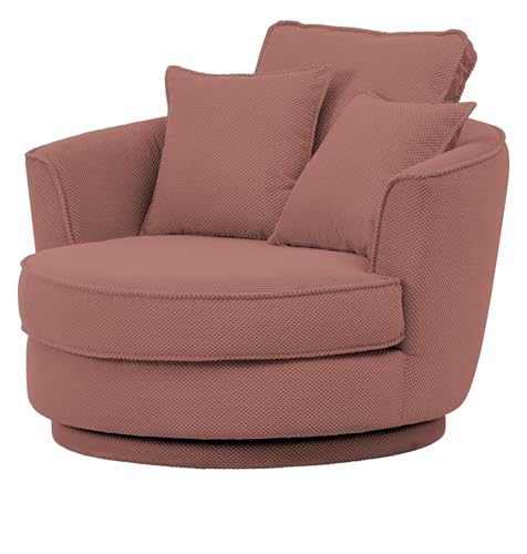 Furn.Design Drehsessel in Terracotta Web-Velours XL Sessel 360° drehbar inklusive 3 x Kissen, Comfy von Furn.Design