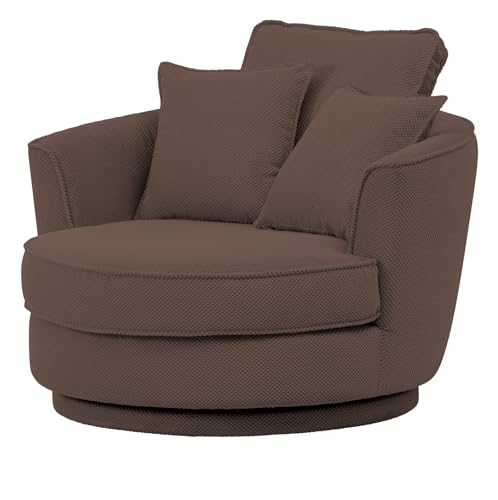 Furn.Design Drehsessel in braun Web-Velours, XL Sessel 360° drehbar inklusive 3 x Kissen, Comfy von Furn.Design