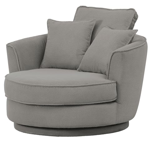 Furn.Design Drehsessel in grau Web-Velours XL Sessel 360° drehbar inklusive 3 x Kissen, Comfy von Furn.Design