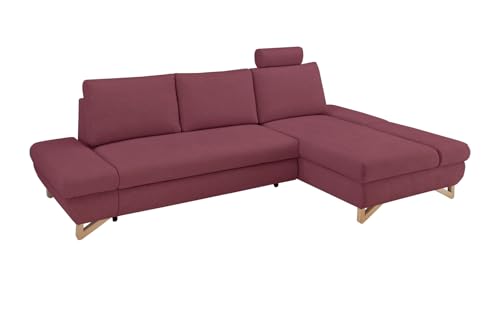 Furn.Design Ecksofa in Bordeaux Velours, Sofa mit Bettfunktion und Stauraum 284 cm, Skalm von Furn.Design