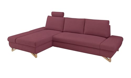 Furn.Design Ecksofa in Bordeaux Velours Wohnzimmer Sofa, Skalm von Furn.Design
