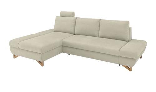 Furn.Design Ecksofa in beige, Struktur-Stoff Sofa mit Bettfunktion und Stauraum 284 cm, Skalm von Furn.Design