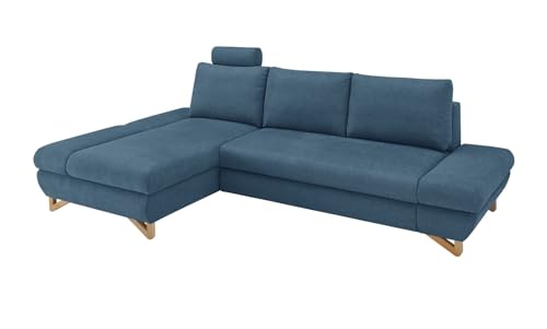 Furn.Design Ecksofa in blau Struktur-Stoff, Wohnzimmer Couch, 285 cm, Recamiere Links, Skalm von Furn.Design