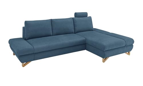 Furn.Design Ecksofa in blau, Struktur-Stoff Wohnzimmer Sofa, Skalm von Furn.Design