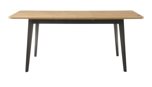 Furn.Design Esstisch in Eiche Artisan und schwarz Küchentisch skandinavisch ausziehbar mit Einlegeplatte Ausziehtisch 140-180 x 75 cm Ronson von Furn.Design