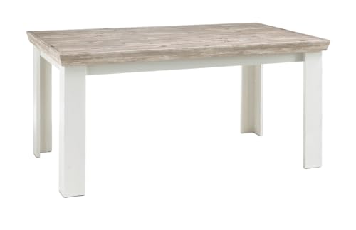 Furn.Design Esstisch in weiß Pinie und Oslo Pinie Landhaus Esszimmertisch Küchentisch 160 x 90 cm Rovola von Furn.Design