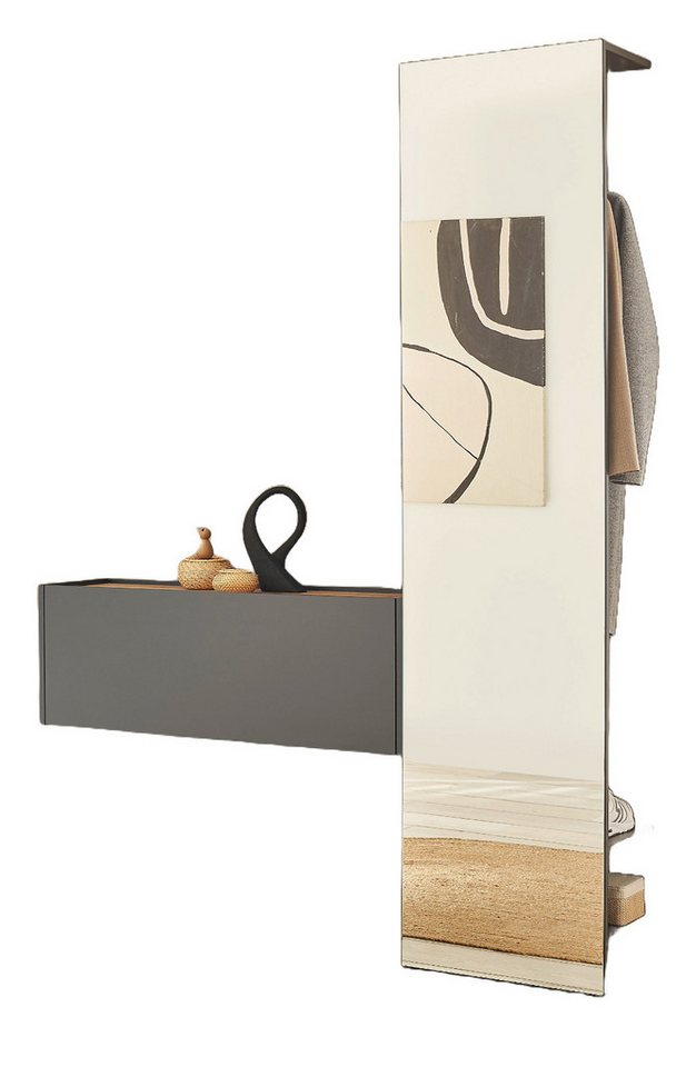 Furn.Design Garderoben-Set Center, (Flurgarderobe in grau matt und Wotan Eiche, 2-St., 150 x 200 cm), mit Kompaktgarderobe von Furn.Design