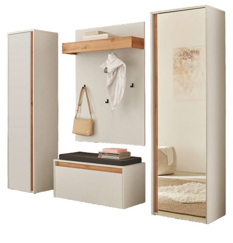 Furn.Design Garderoben-Set Center, (Flurgarderobe in weiß matt und Wotan Eiche, 5-St., 230 cm) von Furn.Design
