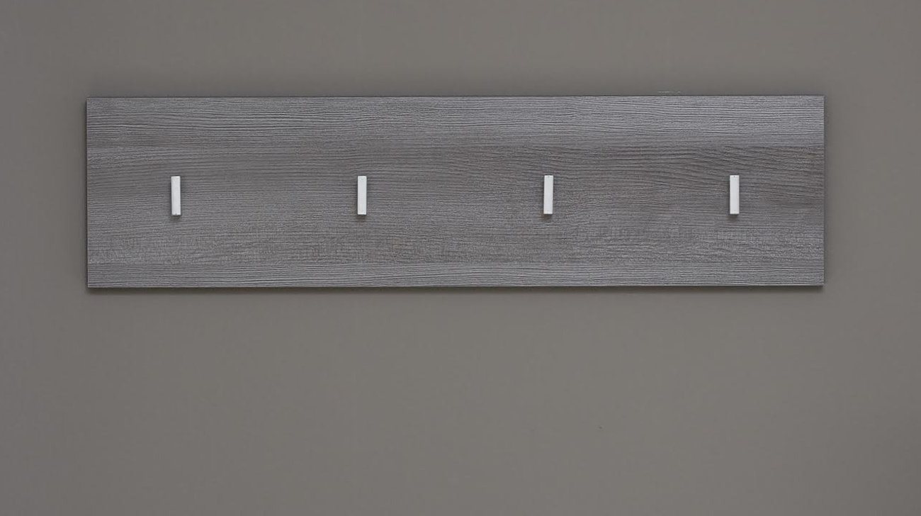 Furn.Design Garderobenleiste Line (Wandgarderobe in Rauchsilber grau, Breite 80 cm), mit 4 Kleiderhaken von Furn.Design