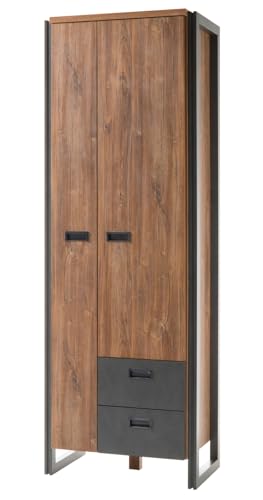 Furn.Design Garderobenschrank in Eiche Stirling und Matera grau, Garderobe oder großer Schuhschrank 70 x 202 cm, Auburn von Furn.Design