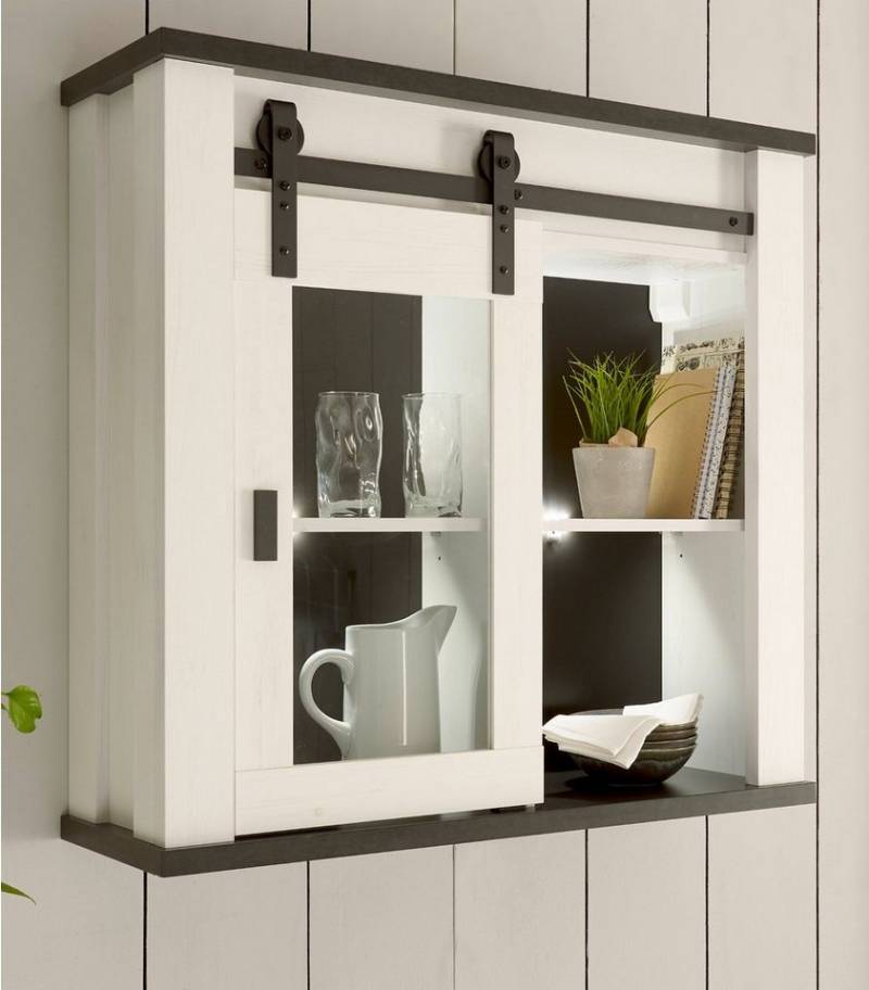 Furn.Design Hängeschrank Stove (Küchenschrank in weiß Pinie und anthrazit, Landhaus) mit Schwebetür von Furn.Design