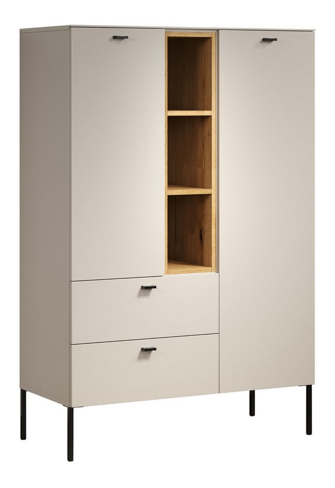 Furn.Design Highboard Alegro (Schrank in Sand / Cashmere mit Eiche, 93 x 140 cm), mit Soft-Close-Funktion von Furn.Design