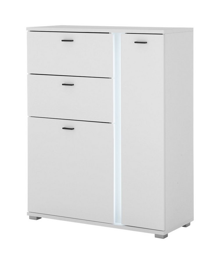 Furn.Design Highboard Bellport (Kommode in weiß matt, 100 x 125 cm), mit LED-Beleuchtung und Soft-Close von Furn.Design