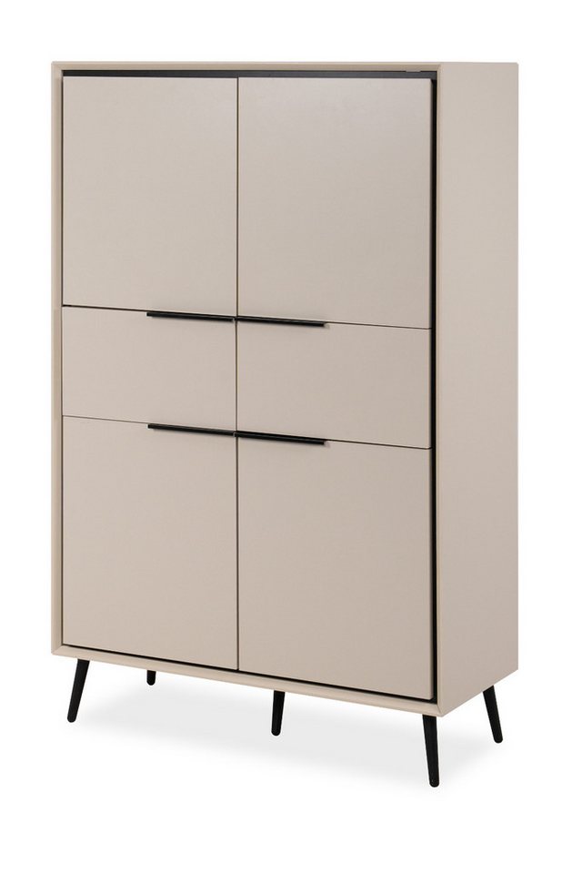 Furn.Design Highboard Brebbia (in sand und schwarz, 90 x 140 cm), mit Soft-Close von Furn.Design