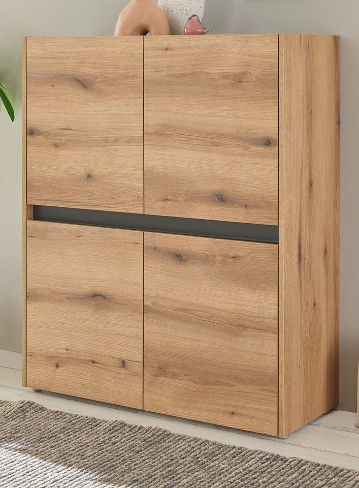 Furn.Design Highboard Center (Schrank in Evoke Eiche mit grau, 4-türig, 100 x 120 cm), mit 8 Fächern von Furn.Design