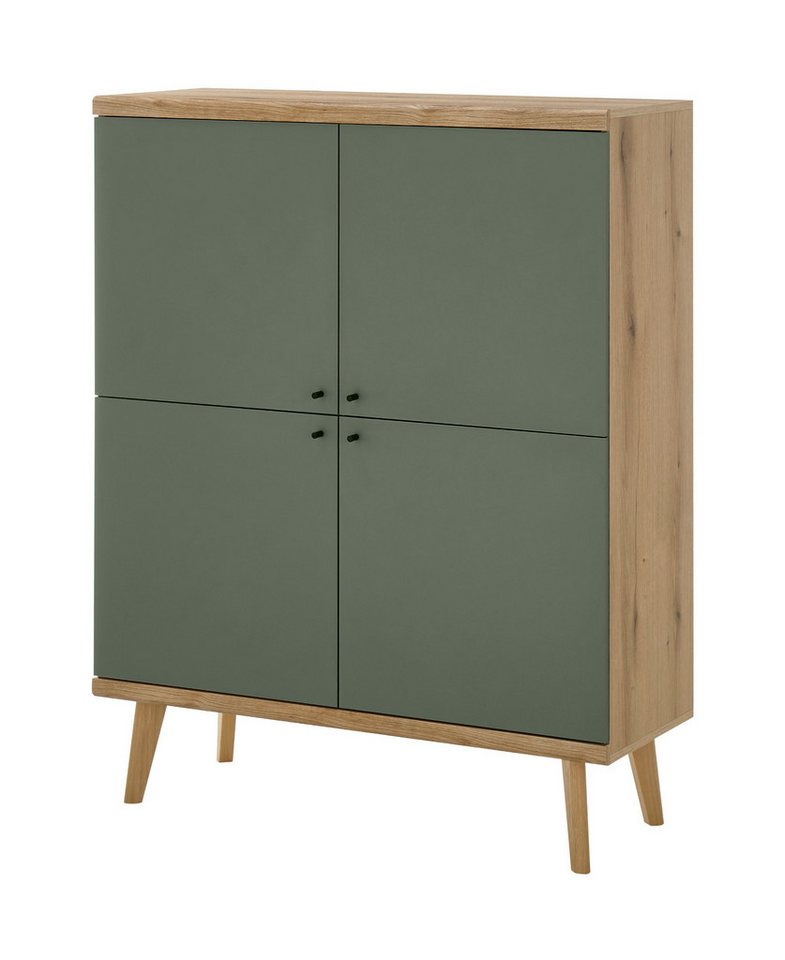 Furn.Design Highboard Juna (Kommode in Evoke Eiche mit Salbeigrün, 107 x 134 cm, 8 Fächer), skandinavisches Design von Furn.Design