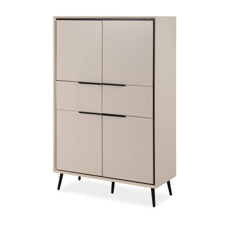 Furn.Design Highboard Sand und Schwarz 90 cm Soft-Close-Funktion Brebbia von Furn.Design