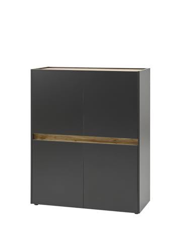 Furn.Design Highboard in grau matt und Eiche Wotan Holz Büroschrank Kommode Stauraumschrank für Homeoffice und Büro Anrichte 100 x 122 Center (Highboard) von Furn.Design