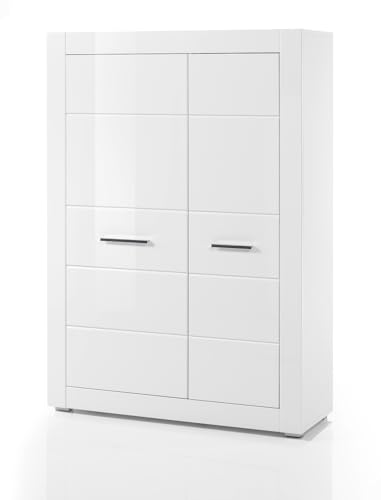 Furn.Design Highboard in weiß Hochglanz, Wohn- und Esszimmer Anrichte 100 x 142 cm, Carrara von Furn.Design
