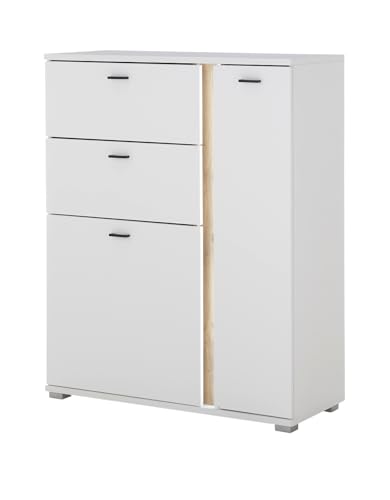 Furn.Design Highboard in weiß matt und Wotan Eiche Kommode inklusive Frontbeleuchtung 100 x 125 cm, Bellport Furn.Design Highboard in weiß matt und Wotan Eiche Kommode inklusive Frontbeleuchtung 100 x 125 cm, Bellport von Furn.Design