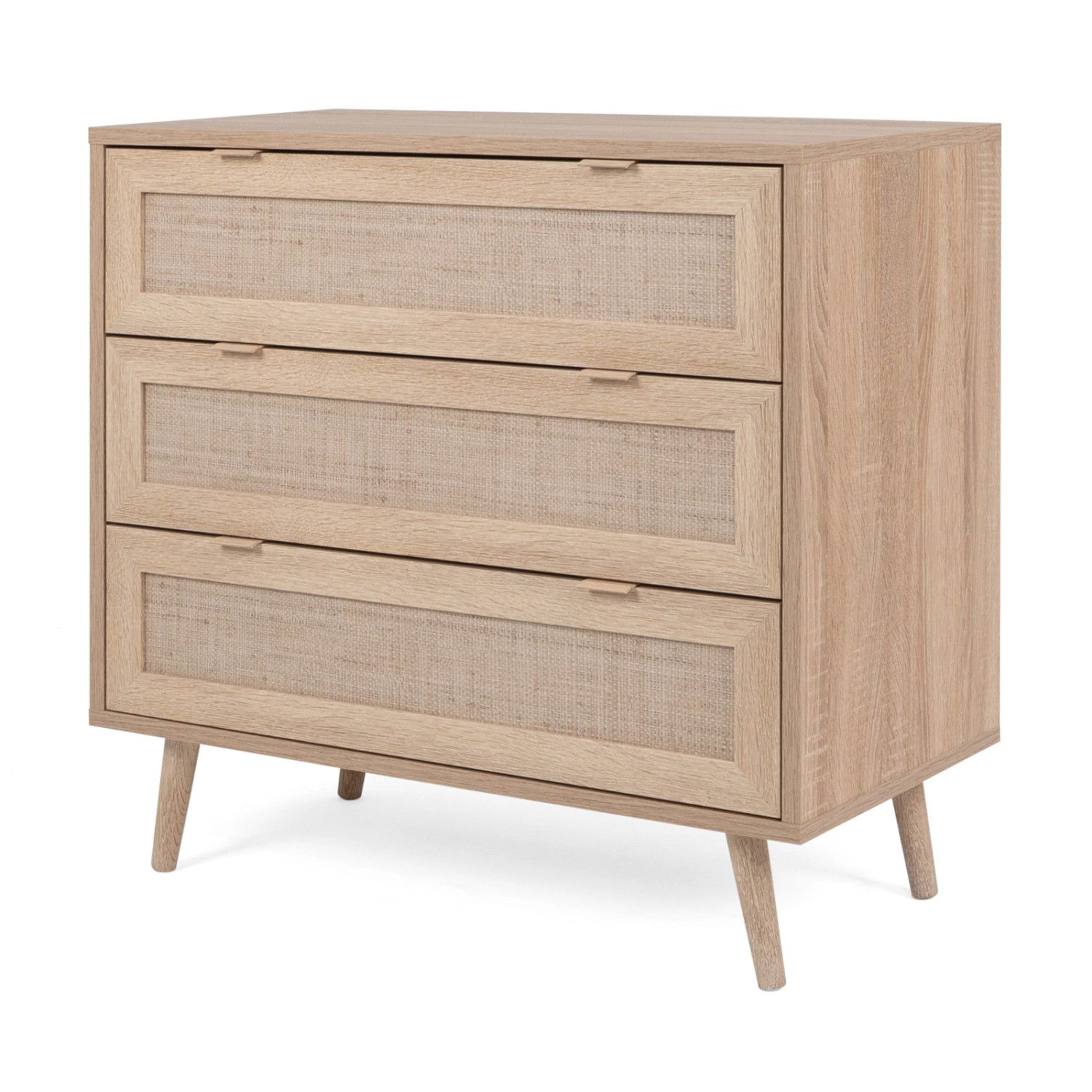 Furn.Design Kommode Eiche Sonoma mit Bast-Dekor 80 cm 3 Schubkästen Scandi Niran Furn.Design Kommode Eiche Sonoma mit Bast-Dekor 80 cm 3 Schubkästen Scandi Niran von Furn.Design
