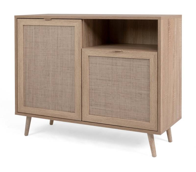 Furn.Design Kommode Niran (in Sonoma Eiche mit Bast-Dekor, 102 x 87 cm), skandinavisches Design von Furn.Design