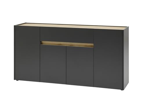 Furn.Design Kommode Sideboard in Eiche Wotan Holz und grau matt modern Wohnzimmer Esszimmer Schrank Mehrzweckschrank 170 x 87 cm Center (Sideboard) von Furn.Design