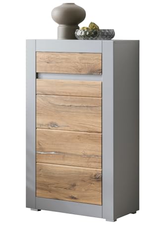Furn.Design Kommode in Platingrau matt und Zinneiche, Wohn- und Esszimmer Anrichte 66 x 113 cm, Tamaris von Furn.Design