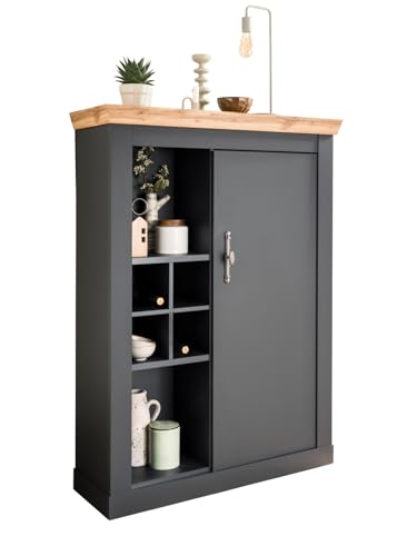 Furn.Design Kommode in grau und Wotan Eiche Landhaus, Wohn- und Esszimmer Highboard mit Soft-Close 107 x 146 cm, Ribera von Furn.Design