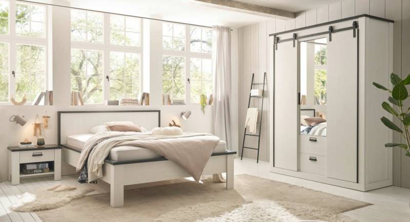 Furn.Design Komplettschlafzimmer Stove, (Schlafzimmer Set weiß Pinie, 4-tlg., Liegefläche 140x200 cm), Soft-Close-Funktion von Furn.Design