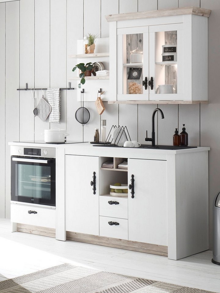 Furn.Design Küchenzeile Rovola, (Küchenschrank-Set in Pinie weiß Landhaus), mit Soft-Close-Funktion von Furn.Design
