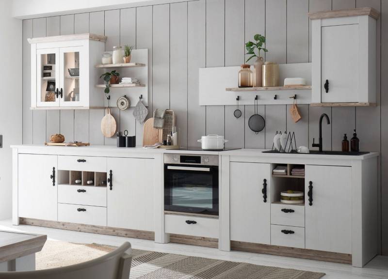 Furn.Design Küchenzeile Rovola, (Schrank-Set 7-tlg. Pinie weiß Landhaus), verschiedene Stellvarianten, Soft-Close-Funktion von Furn.Design